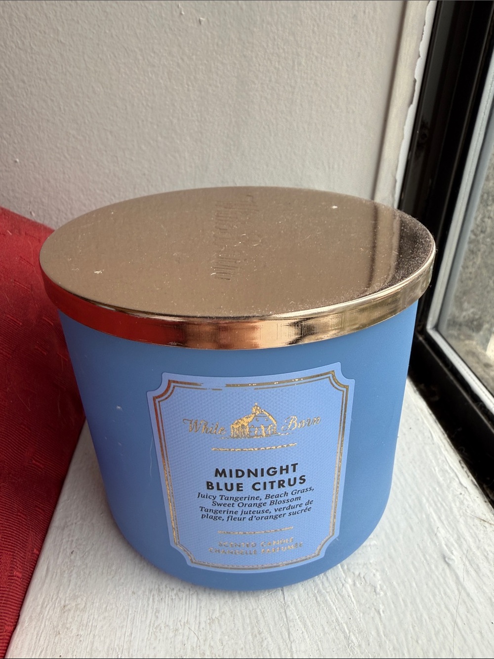 White Barn Blue & Gold Midnight Citrus Jar Candleholder